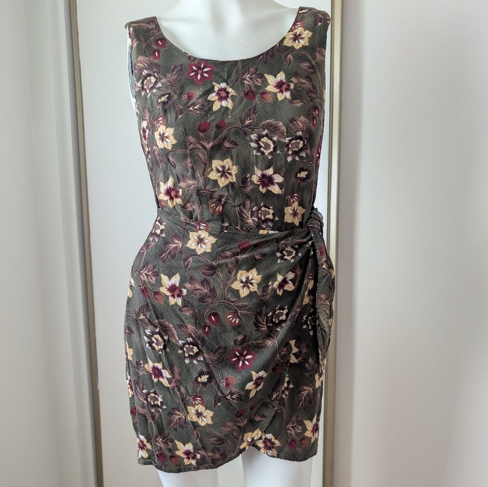 All that Jazz Floral Mini Dress - Green and Cream
